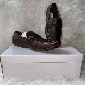 Steve Madden Men's Grab Brown Leather Slip-On Driving Loafers Moccasin Size 7